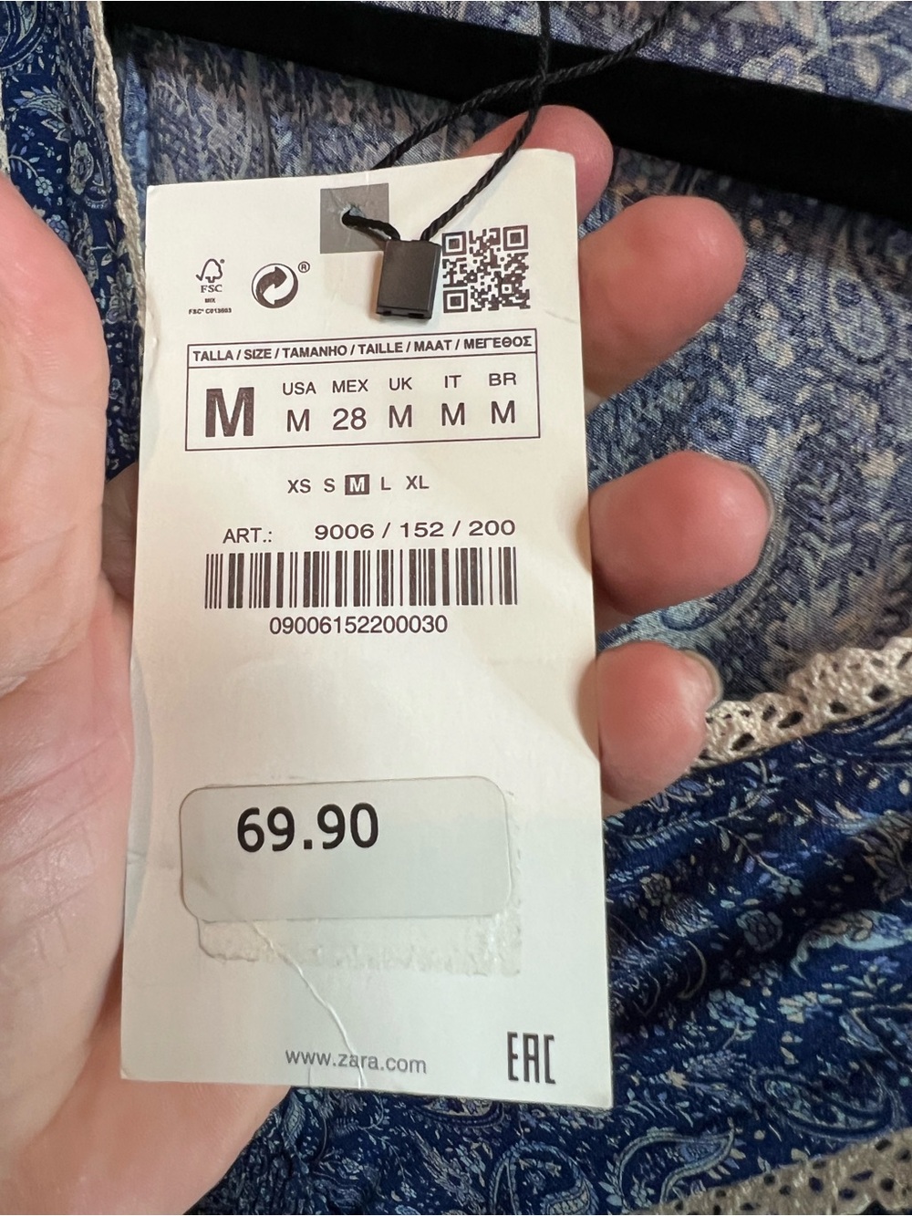 NWT ZARA Blue Floral Deep V-Neck Cottagecore Flutter Sleeve Maxi Dress, M - Picture 11 of 12